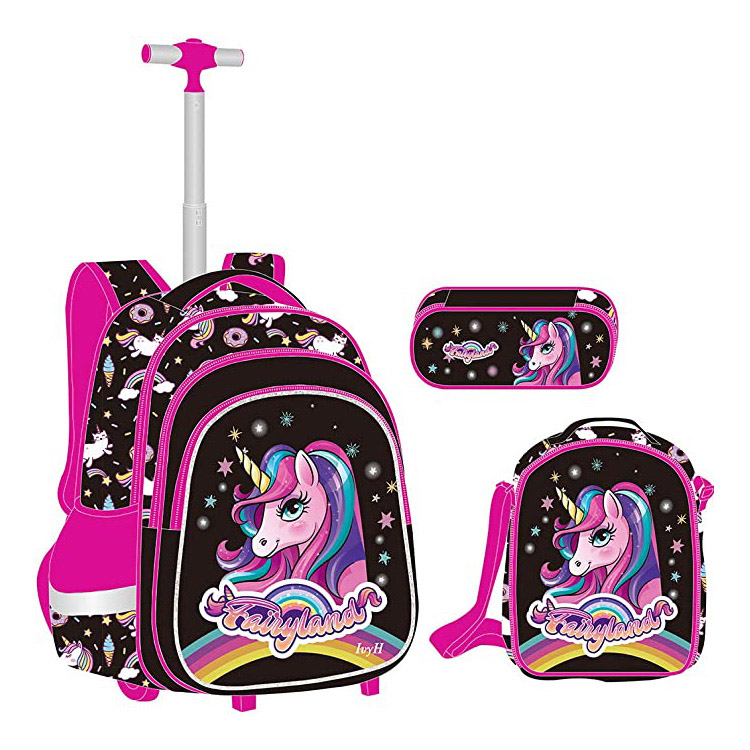 Cartoon Printed Primary Trolley Bag